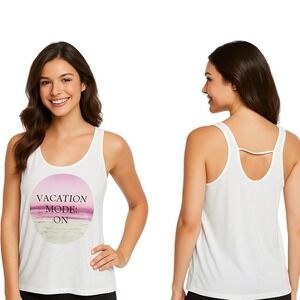 Desert Dreamer White Vacation‎ Mode On Tank Top Womens Sleeveless Casual Large